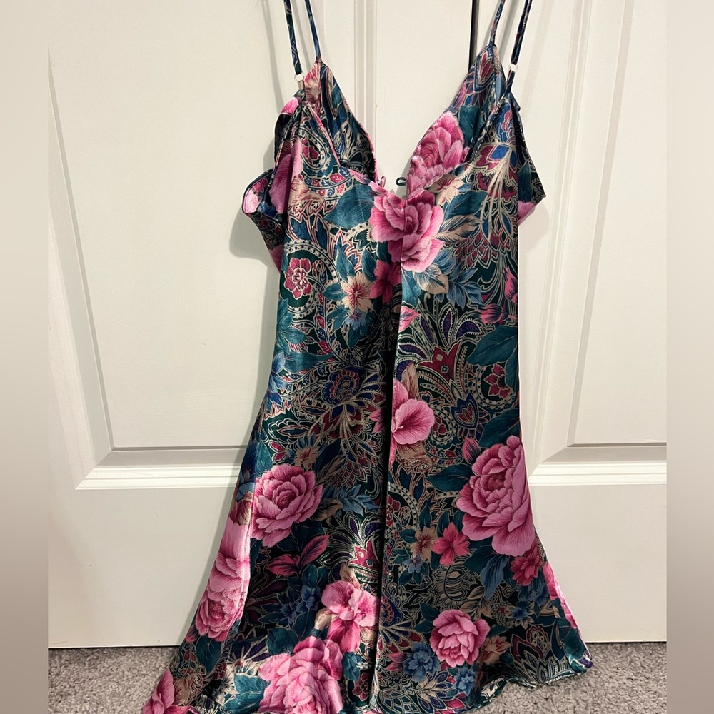 Vintage Victoria’s Secret Gold Label satin floral lingerie slip dress